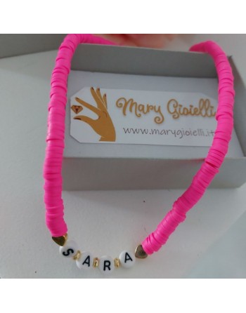 Collana gommini realizzata a mano con nome