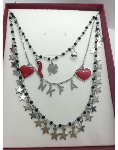 Collana in acciaio creata a mano 3 fili  da personalizzare