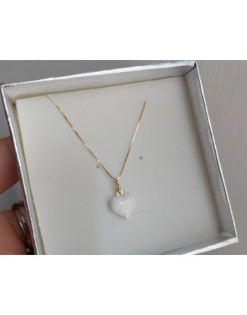 Collana in argento 925 con cuore smaltato bianco