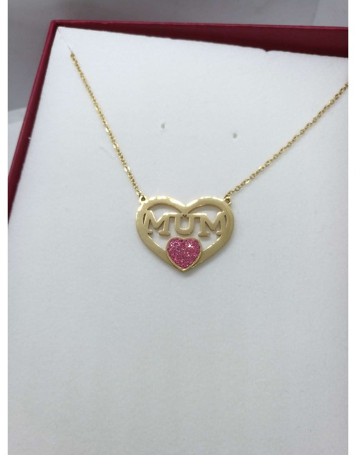 collana mamma con cuore zirconato