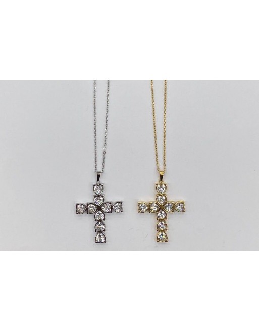 Collana misura 50 cm con croce strass