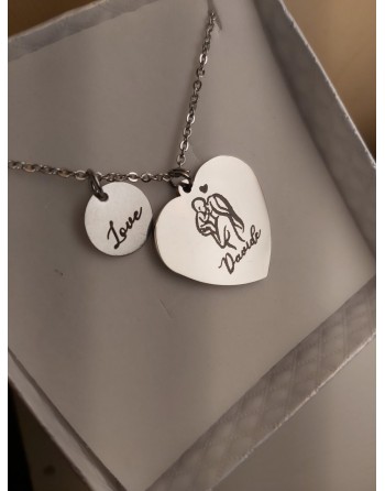 Collana misura 55cm con cuore personalizzato