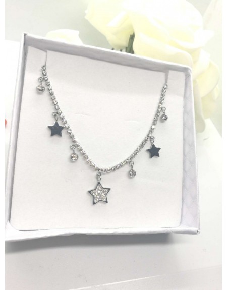 Collana modello tennis con catena zirconata e stella