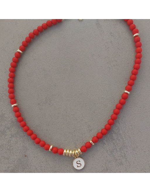 Collana palline misura 5 mm con lettera