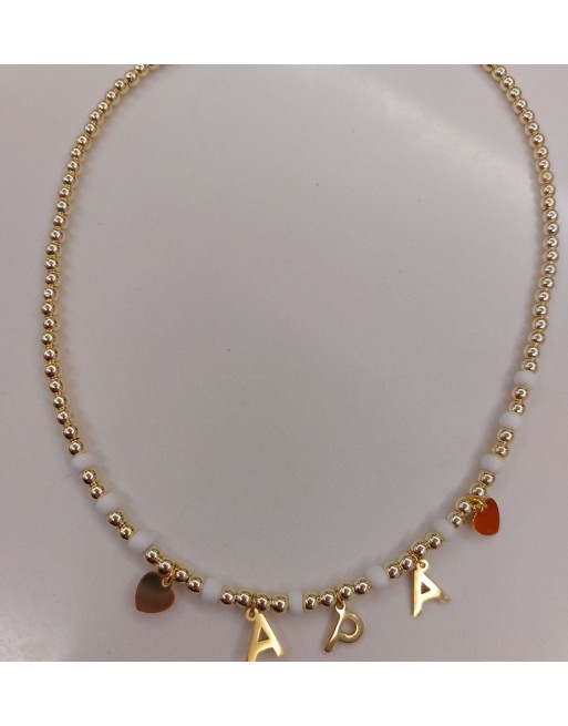 Collana palline oro con  lettere
