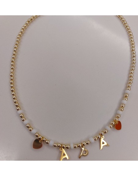 Collana palline oro con  lettere