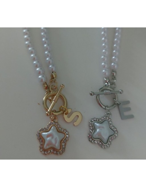 Collana perle con lettera