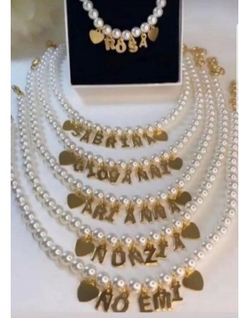 Collana perle fatta a mano con nome