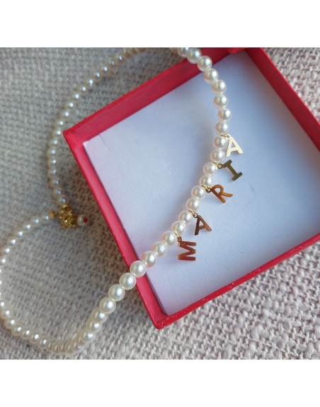 Collana perle realizzata a mano con nome