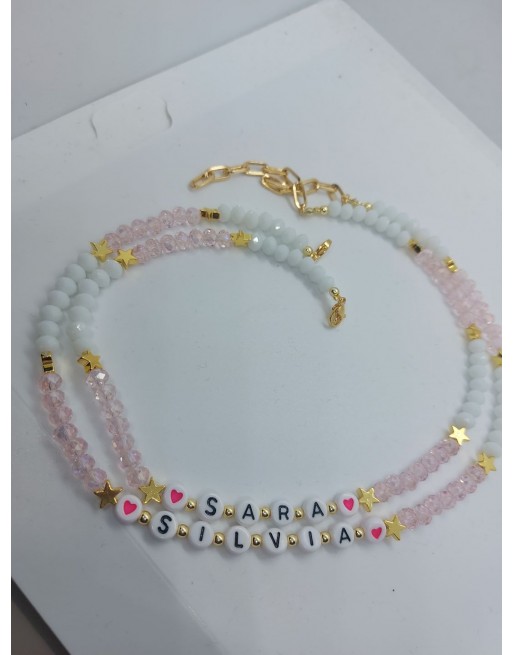 Collana perline prodotto realizzato a mano con nome