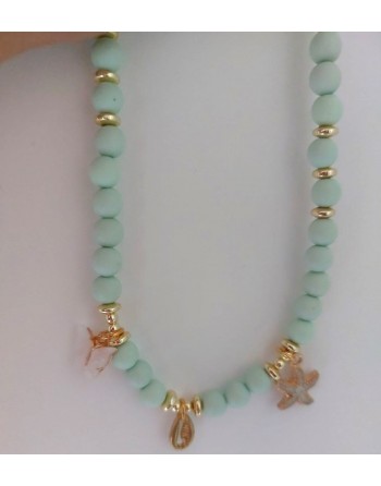 Collana realizzata a mano  con ciondoli stella marina, conchiglia, farfalla