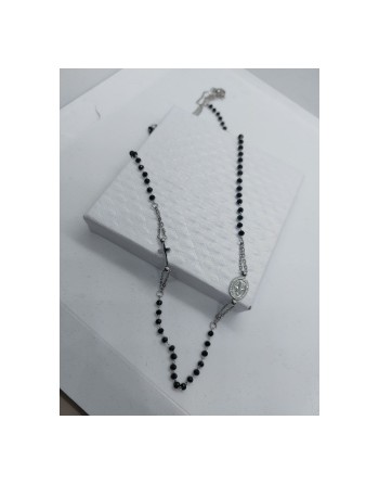 Collana rosario con perline nere