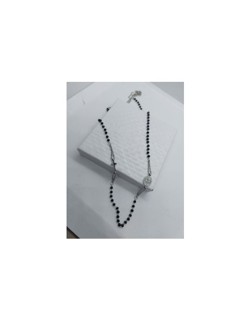 Collana rosario con perline nere
