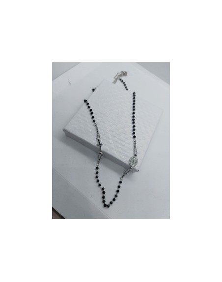 Collana rosario con perline nere