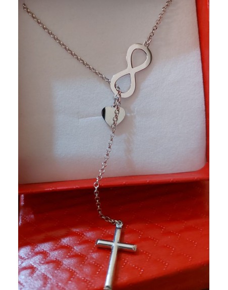 Collana saliscendi con infinito e croce