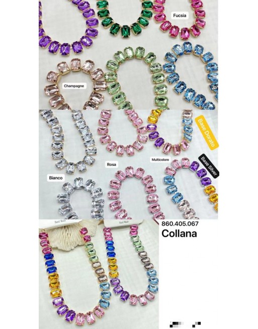 Collana strass misura 1 cm vari colori