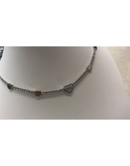 Collana tennis con cuori
