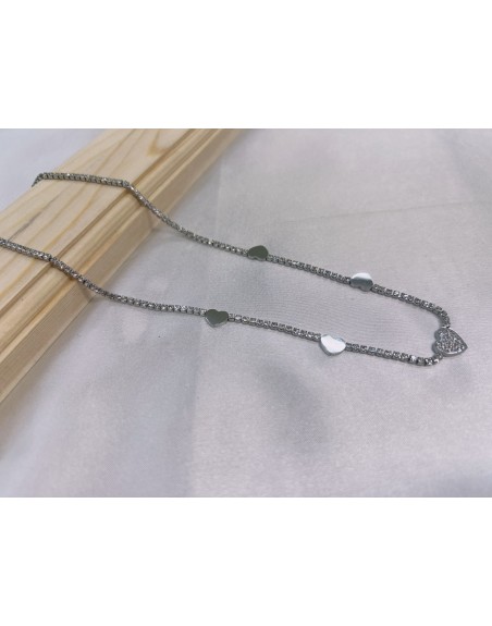 Collana tennis con cuori