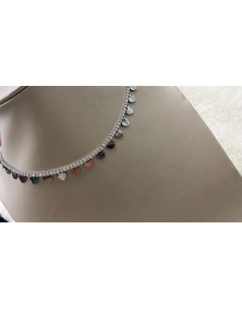 Collana tennisi con cuori per tutta la circonferenza