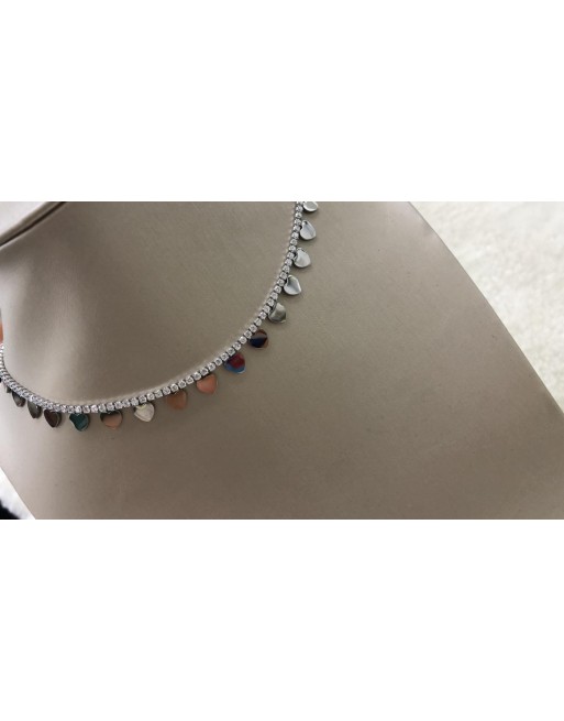 Collana tennisi con cuori per tutta la circonferenza
