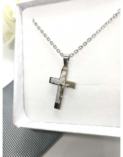 Collana uomo con croce acciao inossidabile