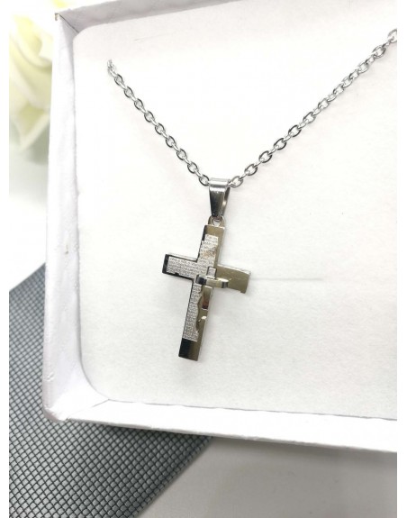 Collana uomo con croce acciao inossidabile