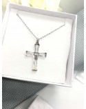 Collana uomo con croce brillantinata