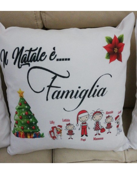 Cuscino famiglia con nomi  tema natalizio