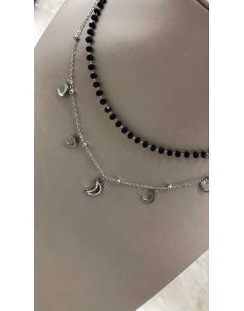 Doppia collana con pendenti stella e luna