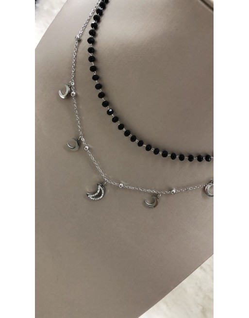 Doppia collana con pendenti stella e luna