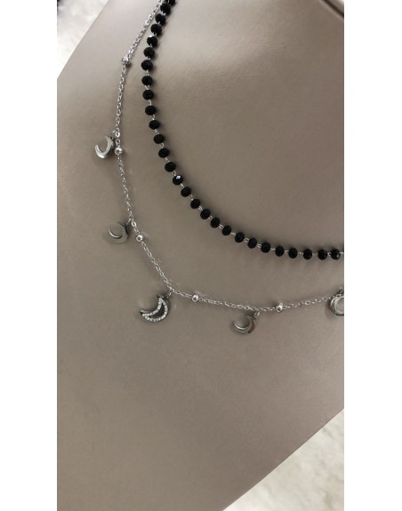 Doppia collana con pendenti stella e luna