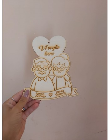 FESTA DEI NONNI : Targa legno misura 15 cm  personalizzata