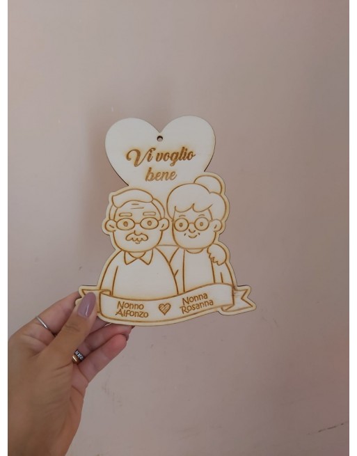 FESTA DEI NONNI : Targa legno misura 15 cm  personalizzata