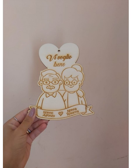 FESTA DEI NONNI : Targa legno misura 15 cm  personalizzata