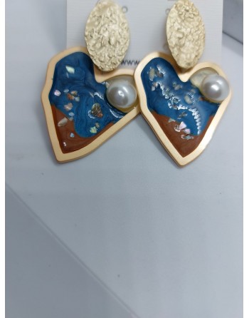 Orecchini con  resina blu prodotto han d made