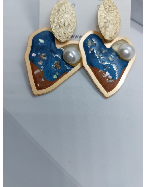 Orecchini con  resina blu prodotto han d made