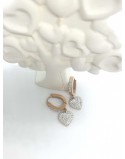 Orecchino cerchietto acciaio con cuore zirconato