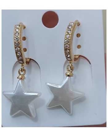 Orecchino cerchietto con pendente stella madreperla