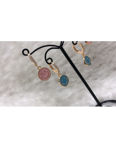 Orecchino cerchietto con smile colorati