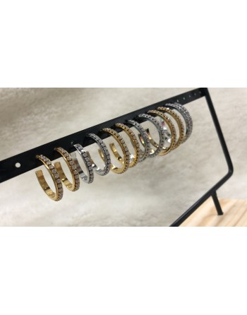 Orecchino cerchio con brillantini  misura 3-4-5 cm