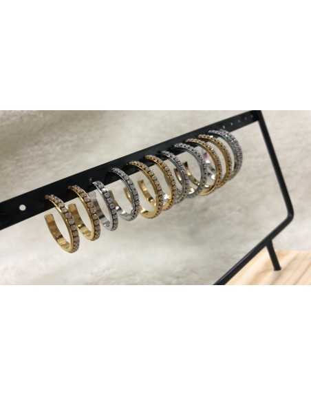 Orecchino cerchio con brillantini  misura 3-4-5 cm