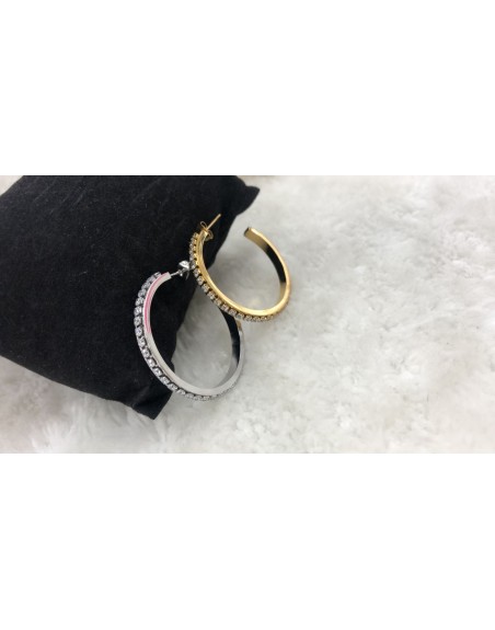 Orecchino cerchio con strass