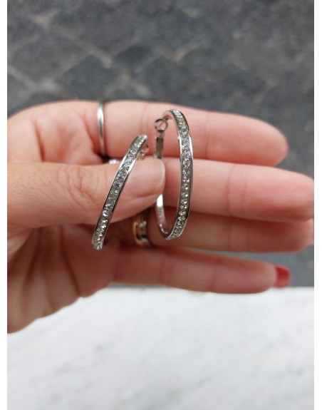Orecchino cerchio diametro 5 cm con brillantini