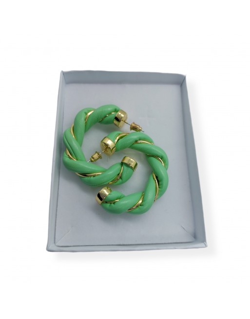 Orecchino cerchio verde e oro