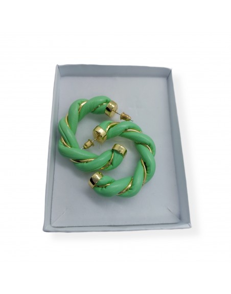 Orecchino cerchio verde e oro