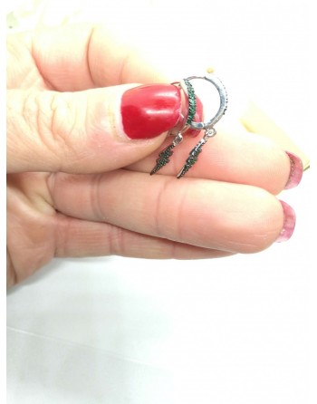 Orecchino fulmine colore verde misura 2cm con strass