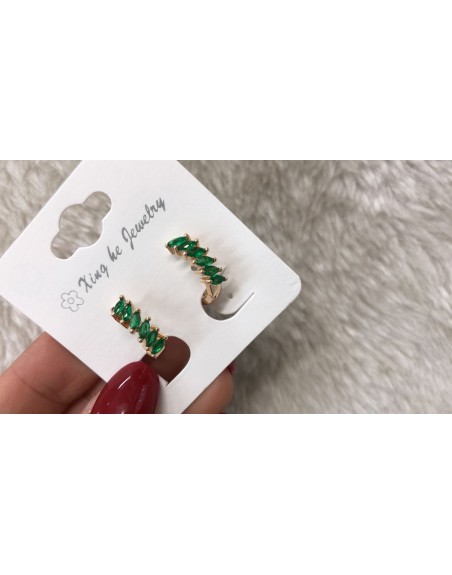 Orecchino lobo con strass verde
