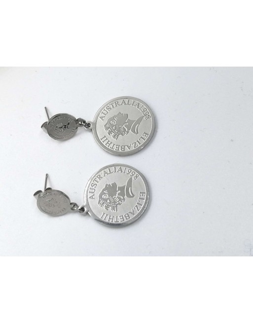 Orecchino regina acciaio con pendente  elisabetta  misura 4 cm
