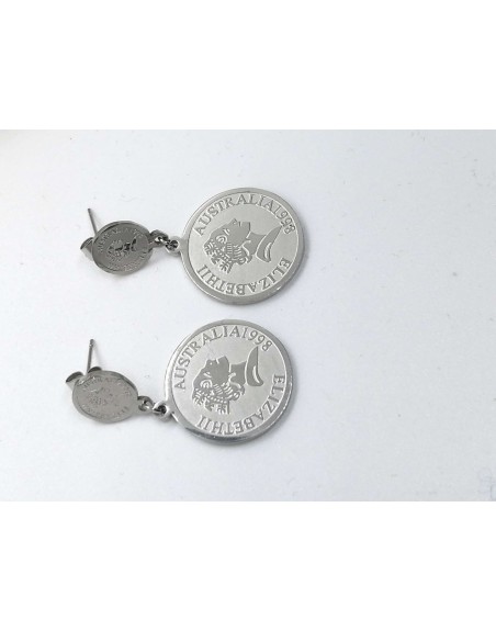 Orecchino regina acciaio con pendente  elisabetta  misura 4 cm