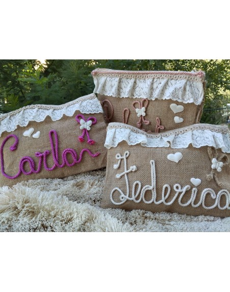 Pochette juta misura 20x30 personalizzata con nome